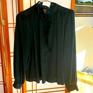 Gorgeous new with tags Sezane Chloe Green Silk blouse size EU 40/size US 8